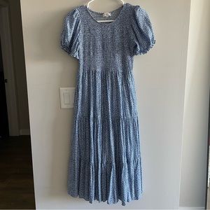 Smocked top tiered midi dress